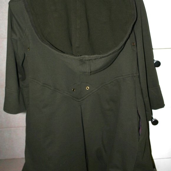 FREE PEOPLE Olive Cotton Tunic/Dress Empire Waist Medium 8/10 Skirt Part Lined - Picture 13 of 14